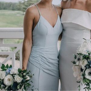 Ice blue Azazie multi way gem strap gown